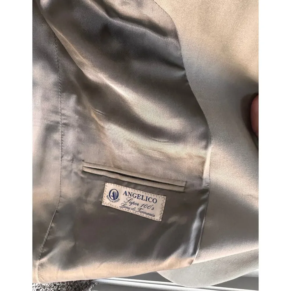 Pronto Uomo Men’s Beige Sport Coat Blazer Made in Italy Angelico Size 40 Long